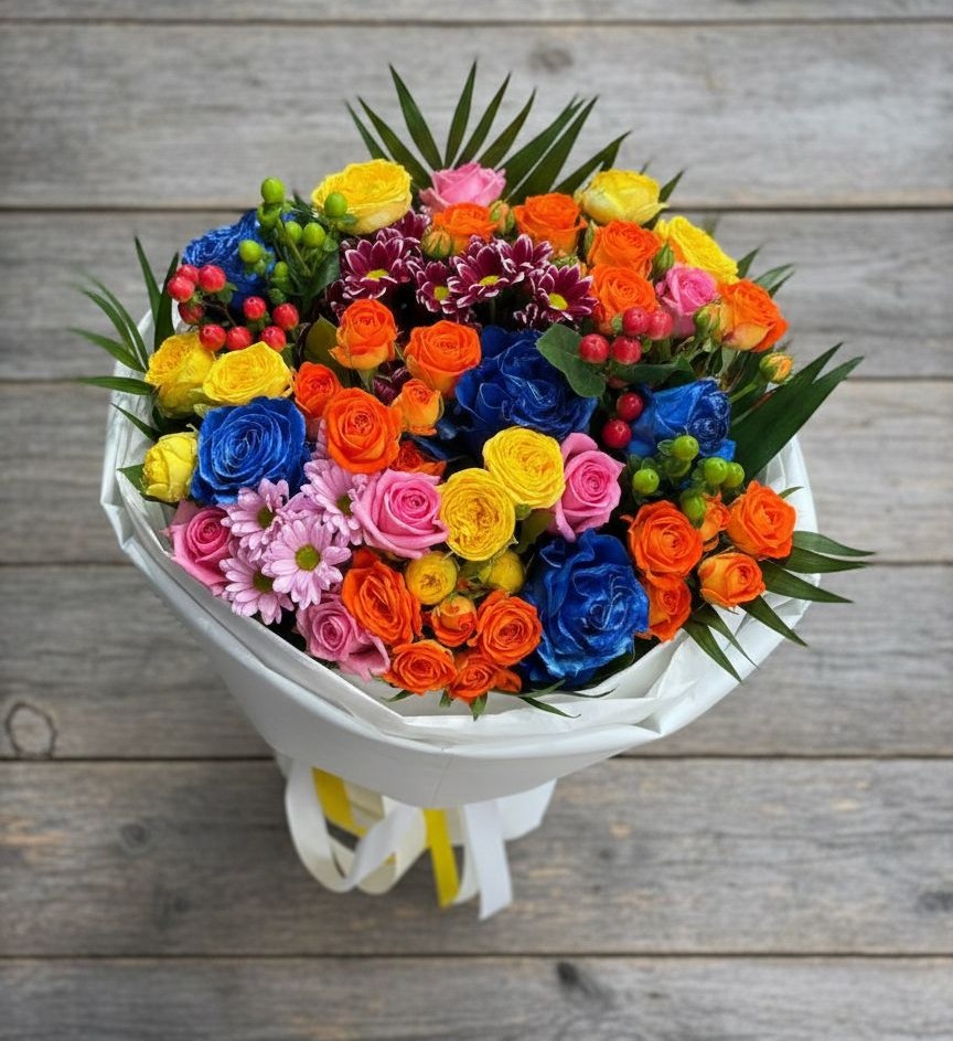 Букет цветов из: Розы и Хризантемы в Кабожа