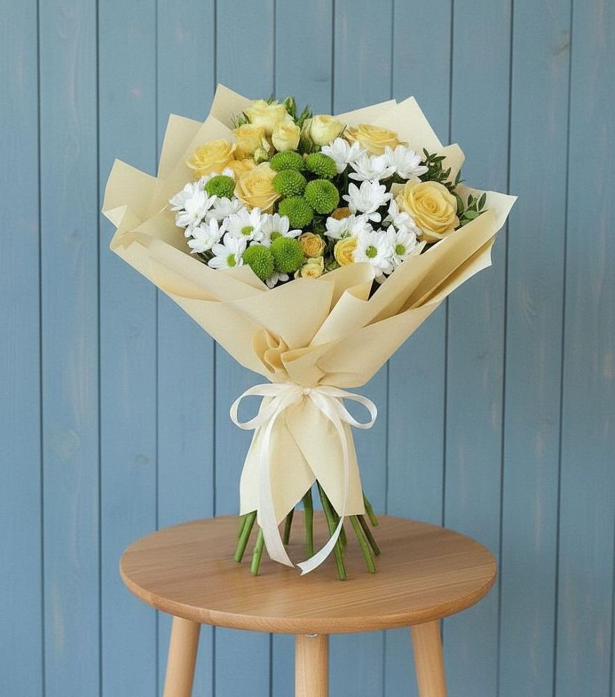 Букет цветов из: Хризантемы и Розы в Кабожа