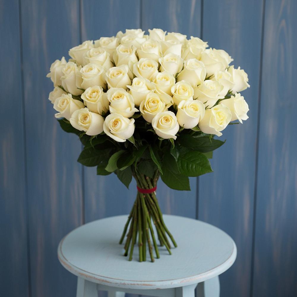 Букет 51 Белая роза Эдлесс Лав в Кабожа