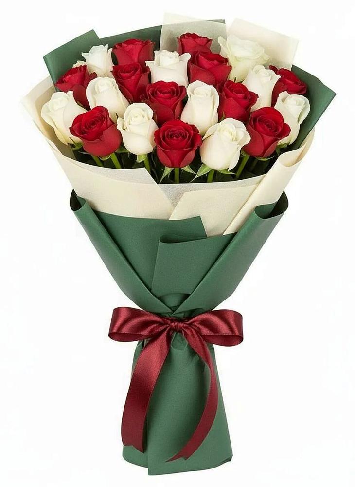 Букет Микс из красных и белых роз в Кабожа