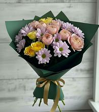 Букет цветов из:  Хризантемы и Розы в Кабожа