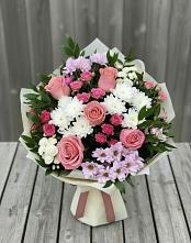 Букет цветов из:  Альстромерии, Гвоздики, Розы и Хризантемы в Кабожа