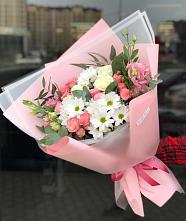 Букет цветов из:  Розы, Лизиантусы и Хризантемы в Кабожа