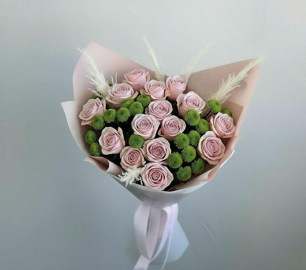 Букет цветов из: Розы и Хризантемы в Кабожа