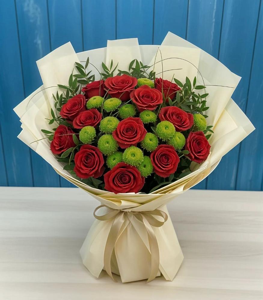 Букет цветов из: Розы и Хризантемы в Кабожа